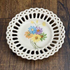 Decorative Lace-Edge Floral Plate Collectible Mid-Century 5"